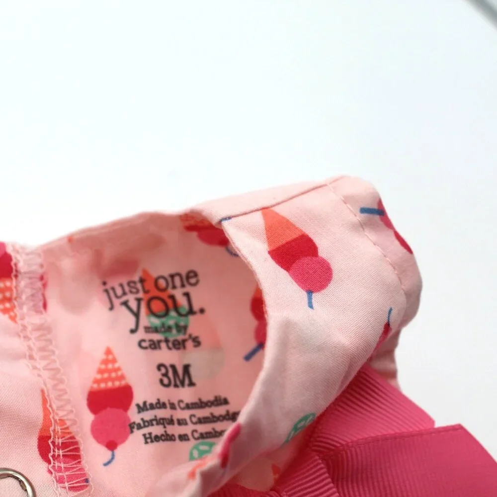 Carter's Just One You Baby Girls One Piece Romper Ice Cream Cones 3 Months NWT